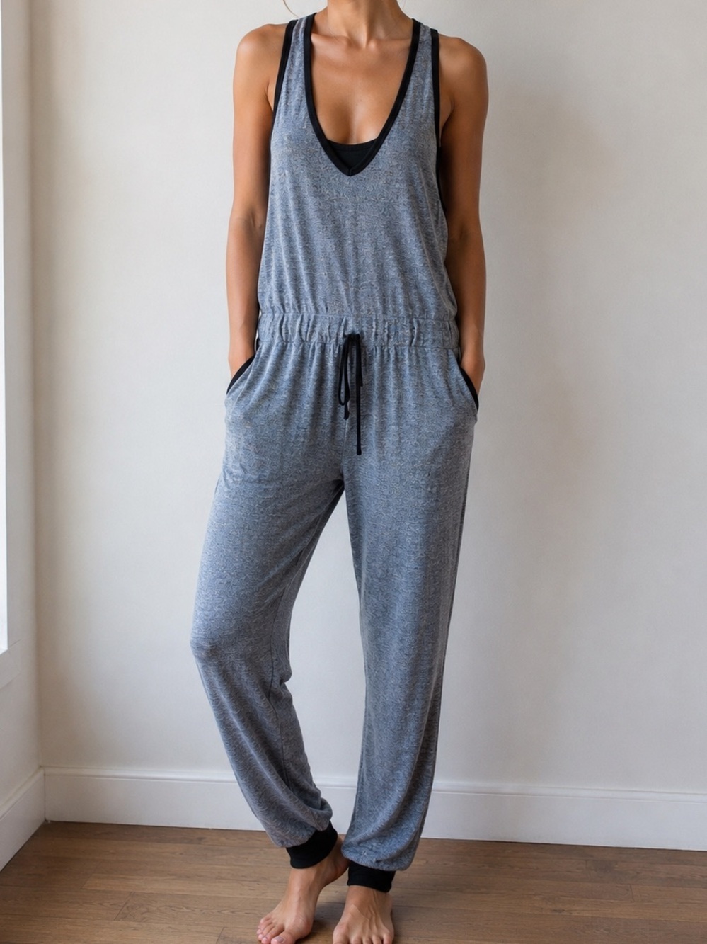 Seductions Gray Racerback Lounge Jumpsuit Women’s M Relaxed Fit